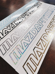 MAZDA FITMENT OUTLINE STICKER - 8"