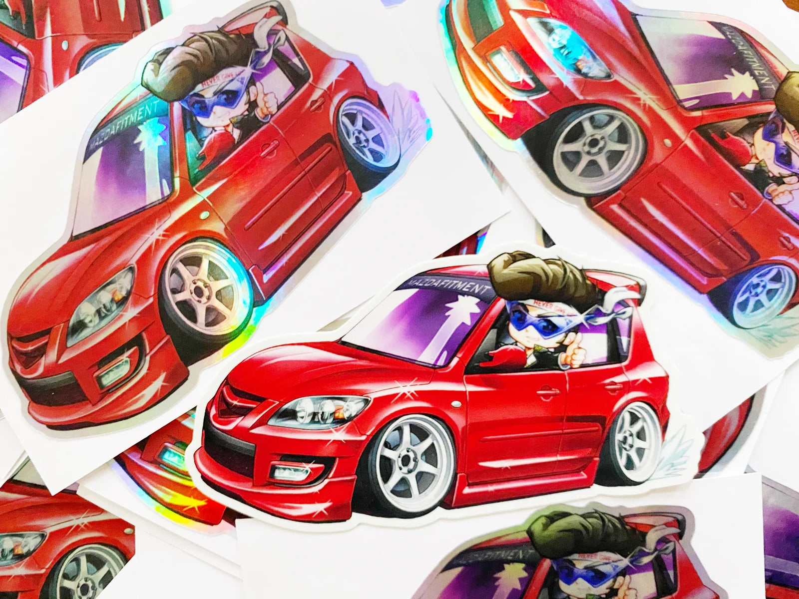MAZDA FITMENT CARICATURE - 1ST GEN MS3 STICKER MAZDA FITMENT CARICATURE - 1ST GEN MS3 STICKER