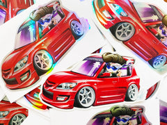 MAZDA FITMENT CARICATURE - 1ST GEN MS3 STICKER