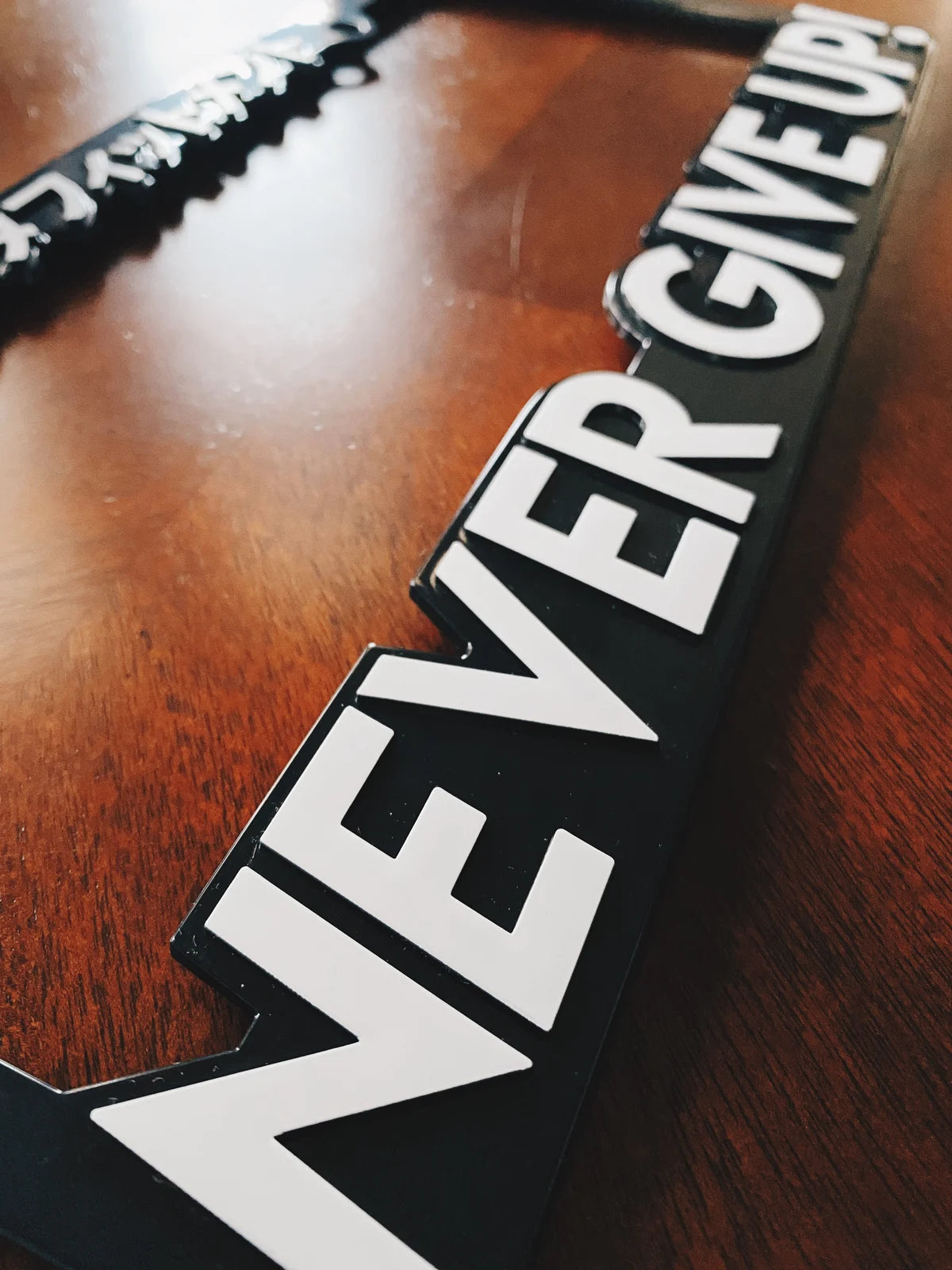 NEVER GIVE UP! - LICENSE PLATE FRAME