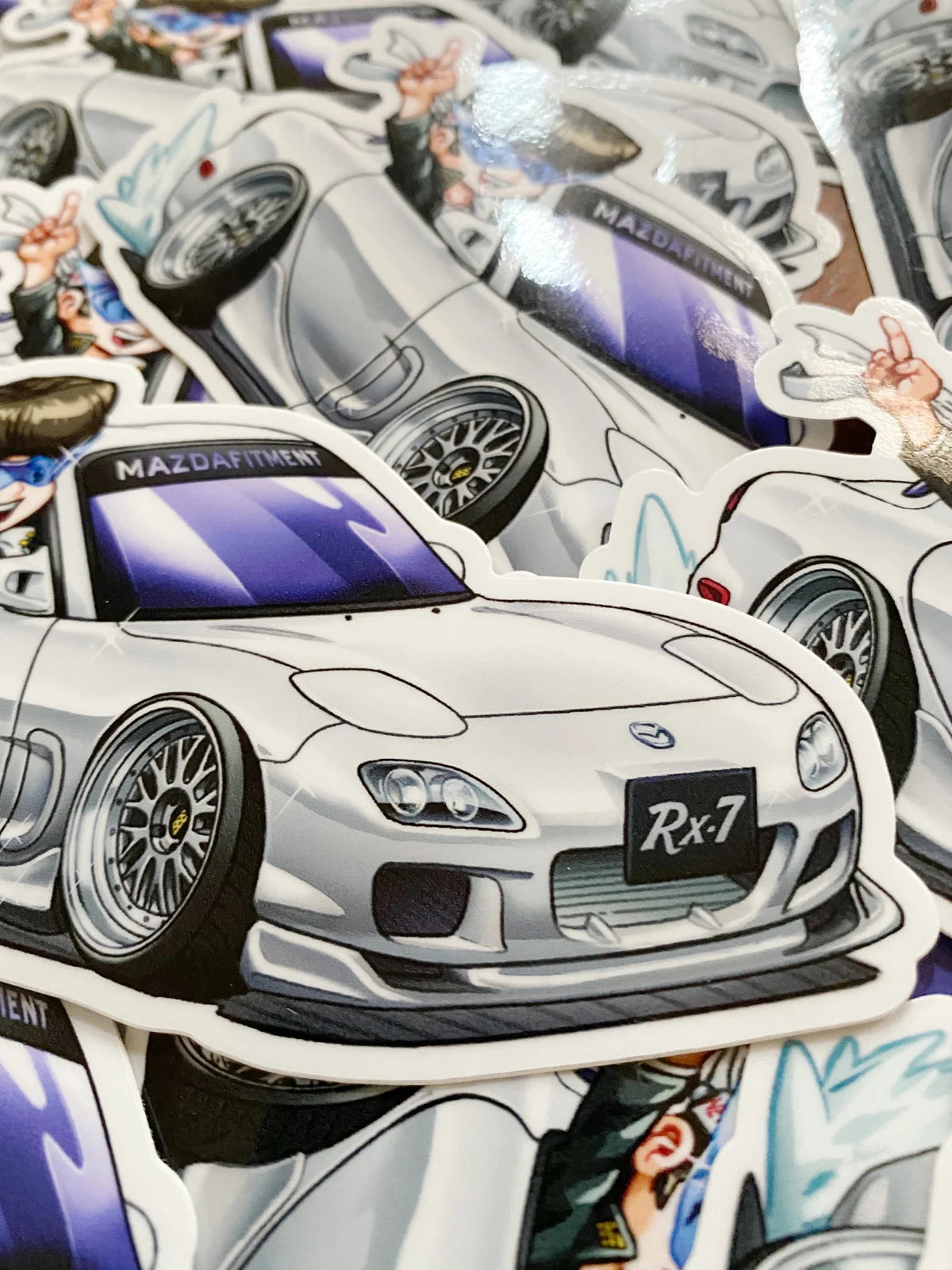 MAZDA FITMENT CARICATURE - FD RX-7 STICKER MAZDA FITMENT CARICATURE - FD RX-7 STICKER